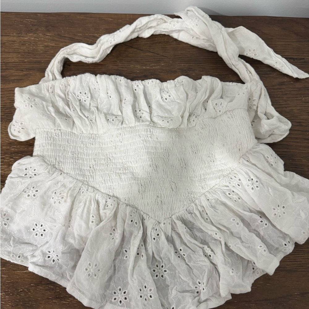 Chic White Ruffled Crop Top